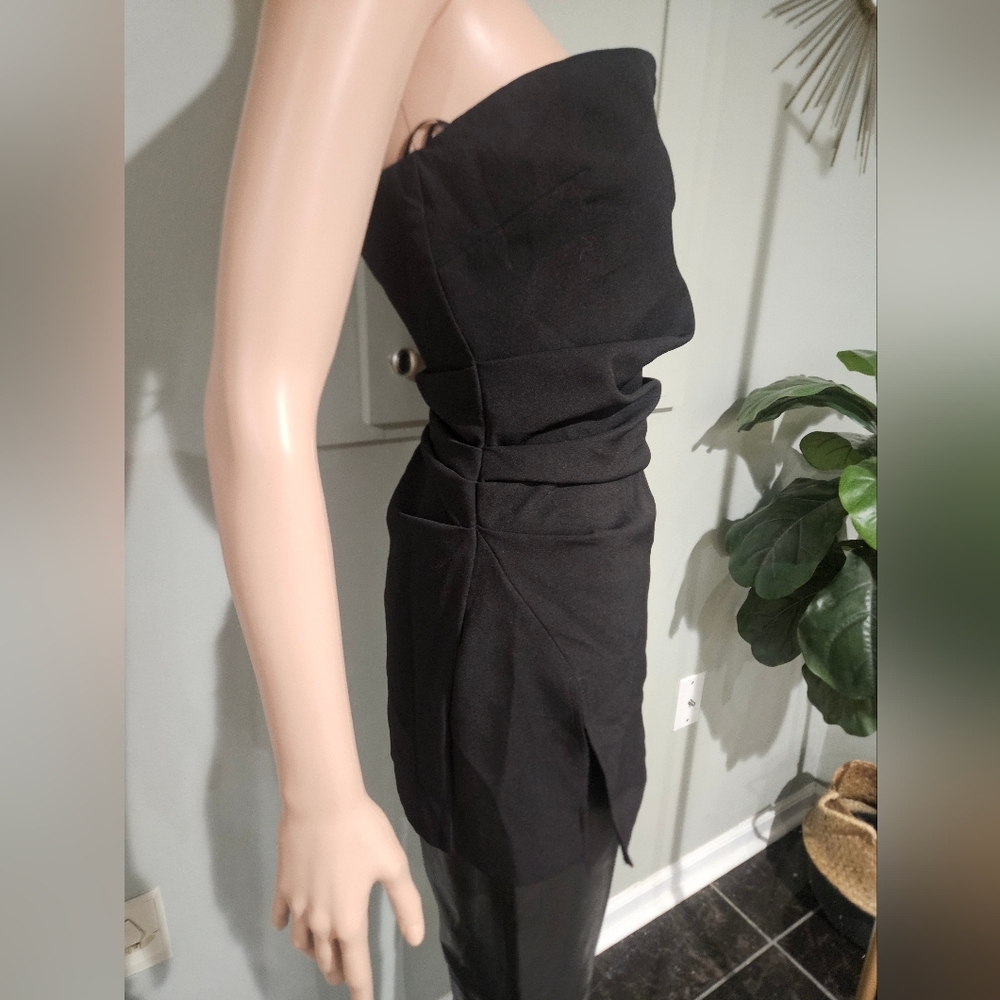 Zara Draped Strapless Asymmetric Top| Sculpted Waist|Minimalist Black Tube Top.S - Picture 10 of 15